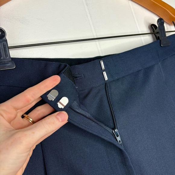 Theory Tapered High-Rise Pant in Wool-Blend Hopsack Navy Blue Women’s Size 6 - Picture 6 of 10